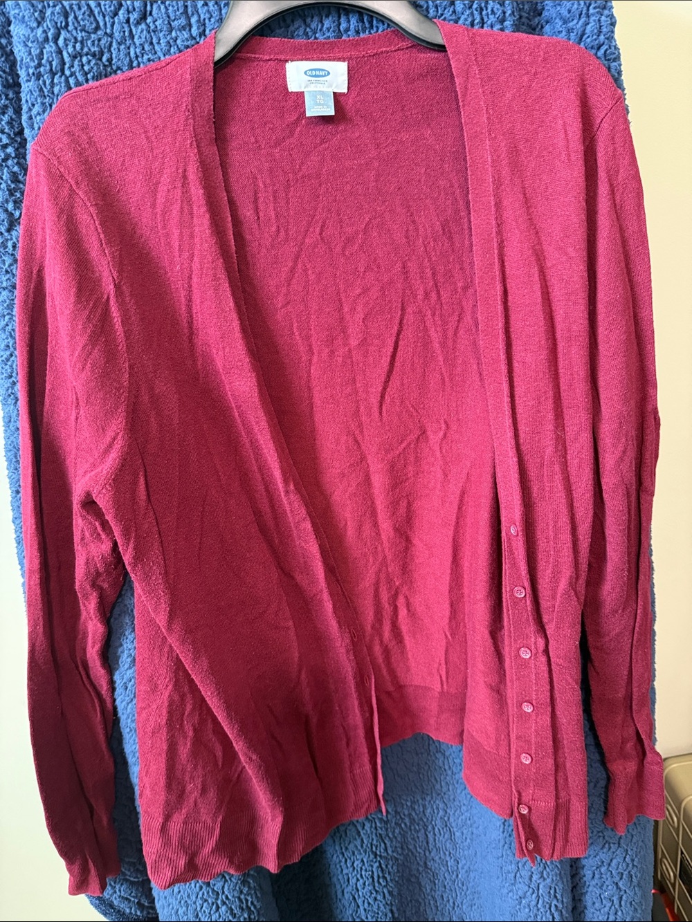 Old Navy Raspberry/Maroon Open-Front Button Cardigan (107)